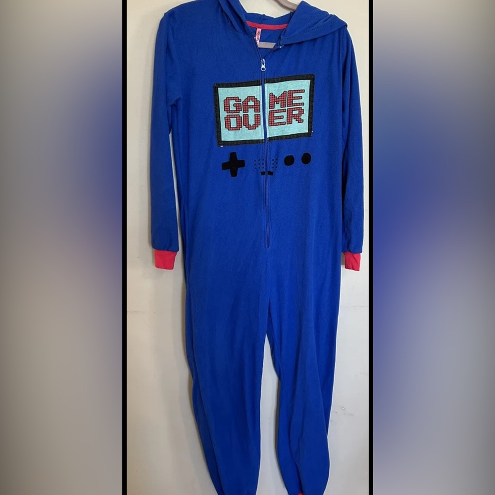 Rue 21 “Game Over” Women’s Zip Up One Piece Pajamas Size XS Comfy Lounge Gamer